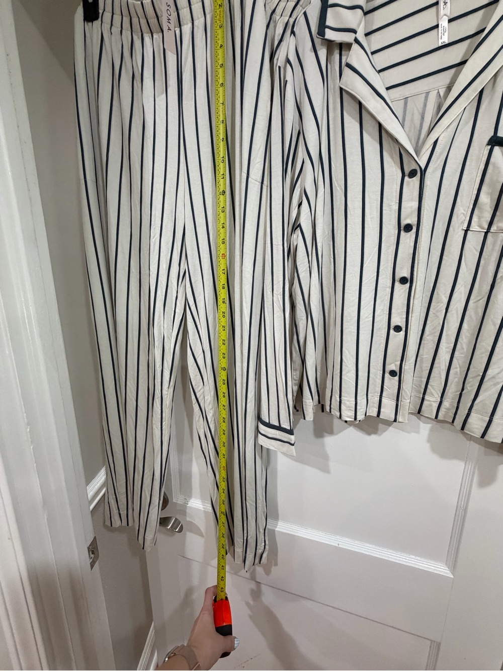 Soma Cream and Black Striped Button-Up Pajama Set - Picture 6 of 10